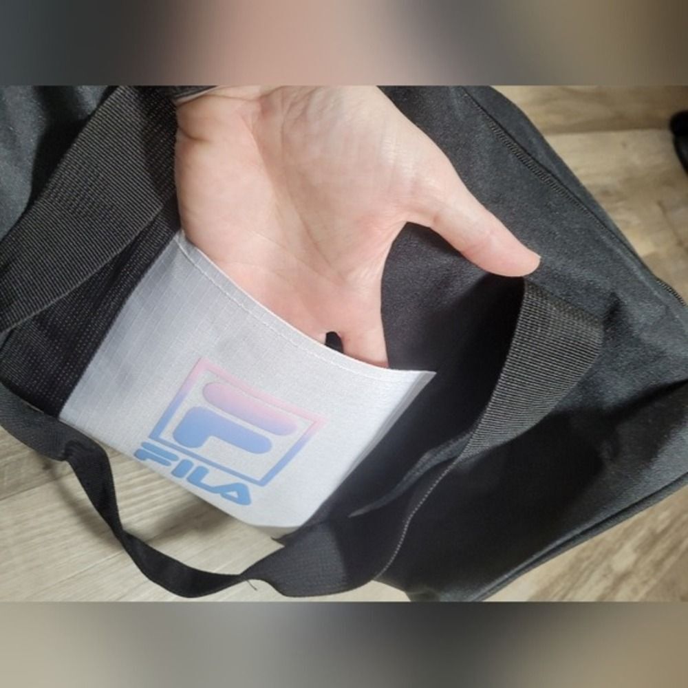 Fila melora 15" gym Bag & cosmetic bag Set Unisex Small Black White Ripstop nwot - Picture 7 of 11